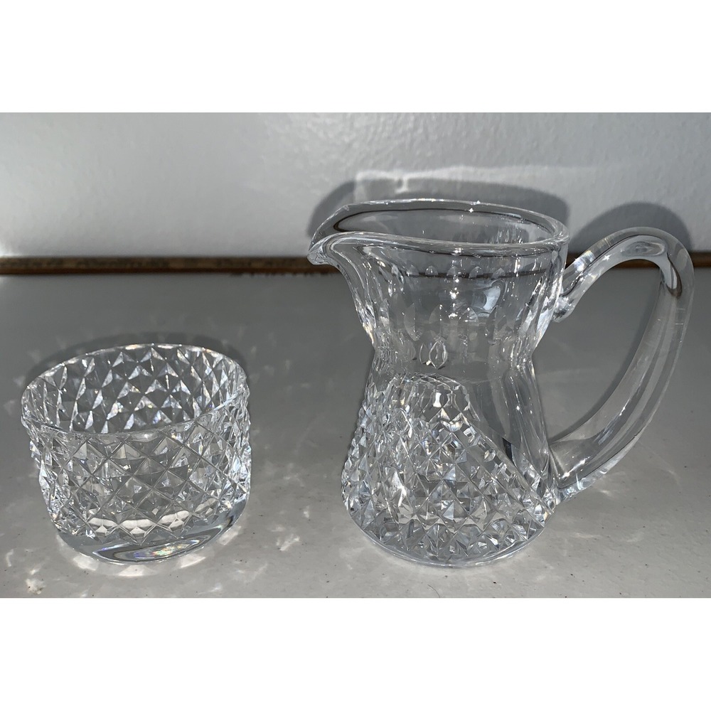 Waterford Ireland Alana Open Sugar Bowl & Creamer Pitcher Gothic Mark Old
